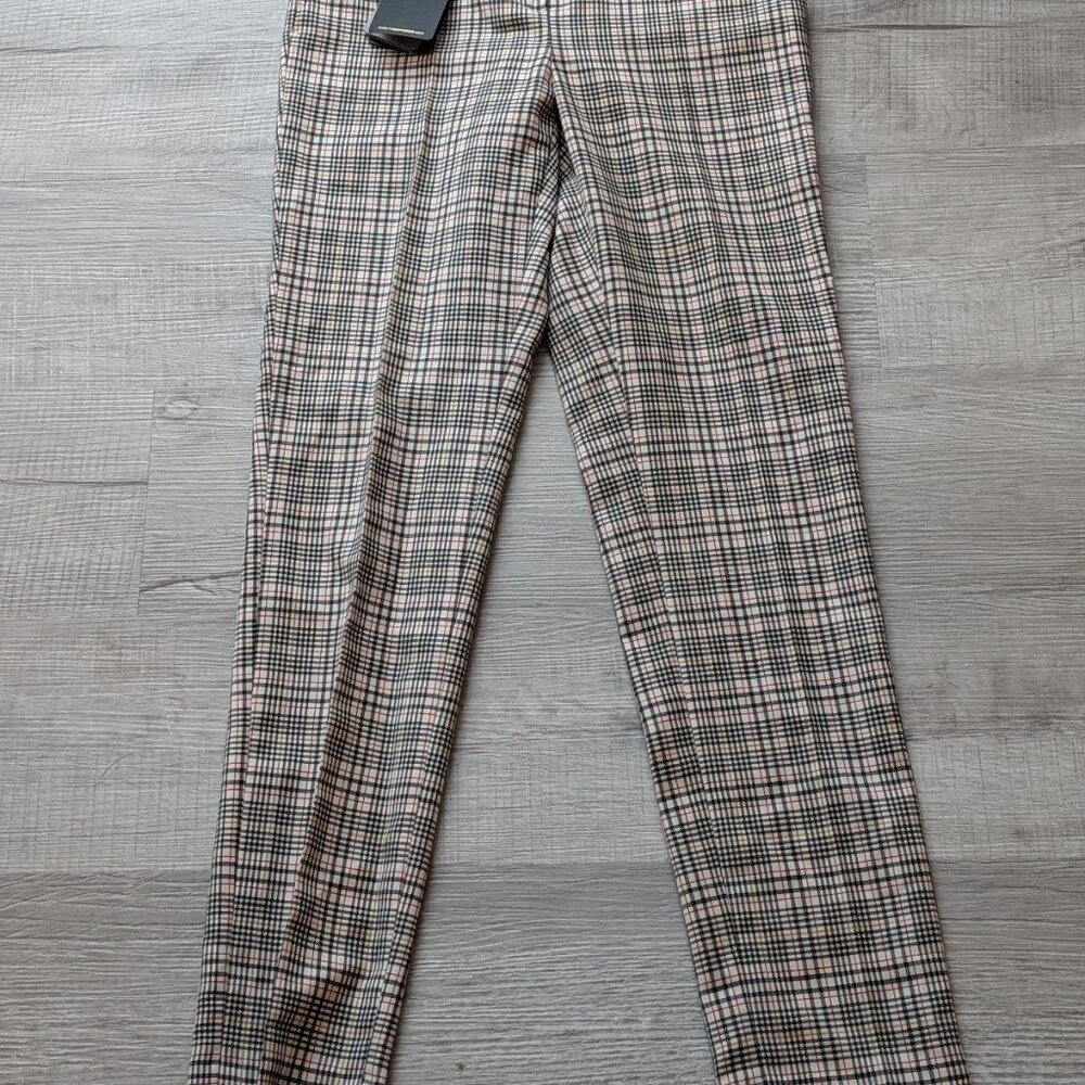 Massimo Dutti Plaid Stright Leg Dress Pants Trousers Size 2 NWT